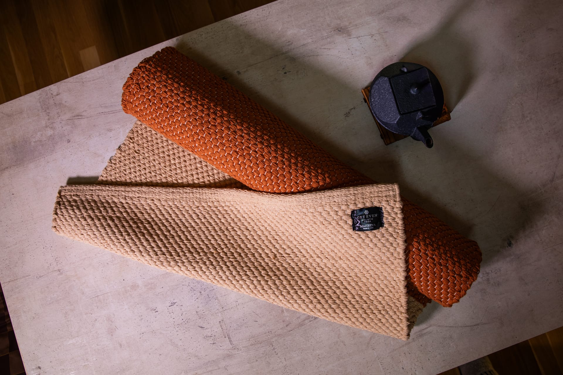 Placeholder photo — natural cream handwoven cotton yoga mat