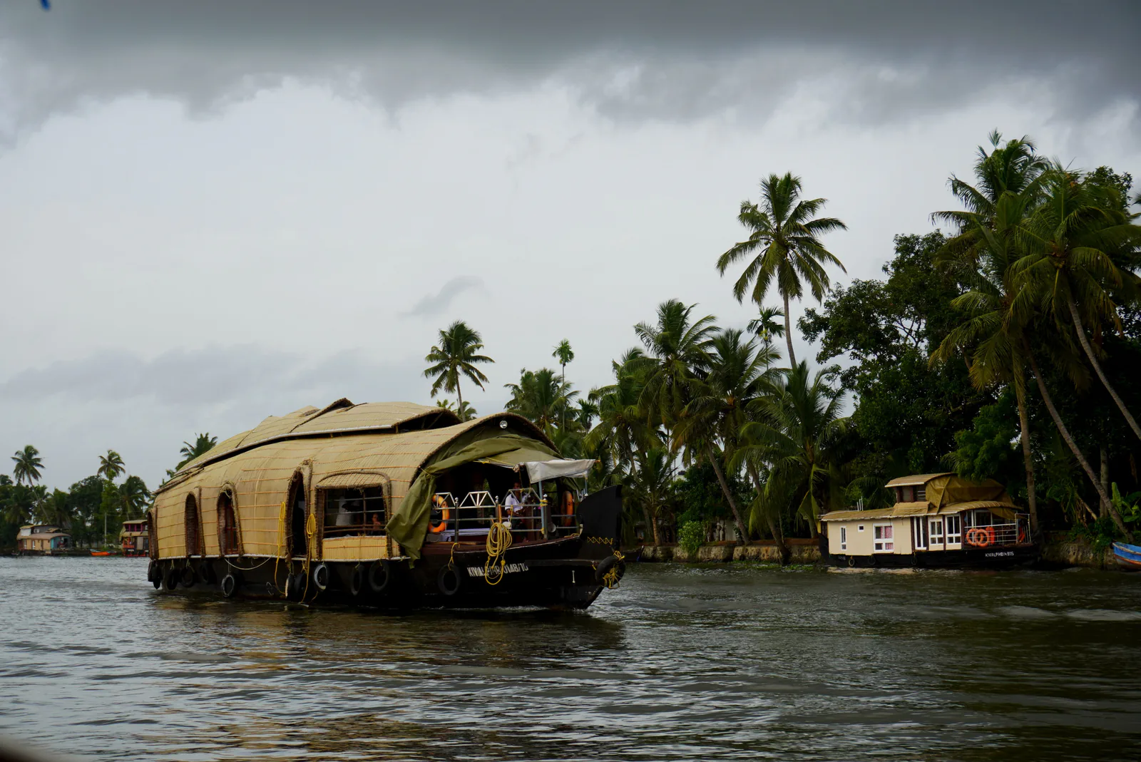 A traditional houseboat on the Kerala backwaters