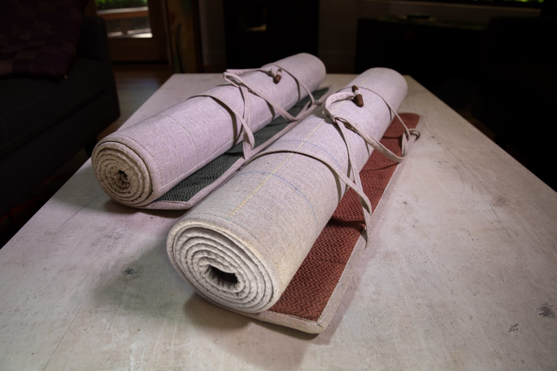 Placeholder photo — charcoal grey handwoven cotton yoga mat