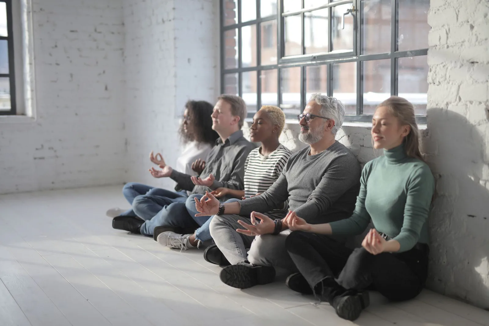 A community organization meditating together